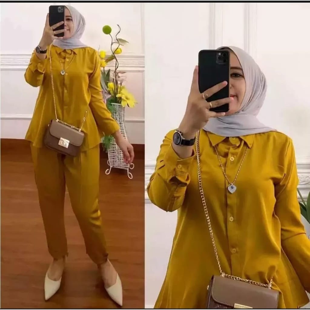 PROMO GRATIS ONGKIR SETELAN KEMEJA POLOS // SETELAN KEMEJA WANITA TERBARU // SETCEL MURAH // STELAN 