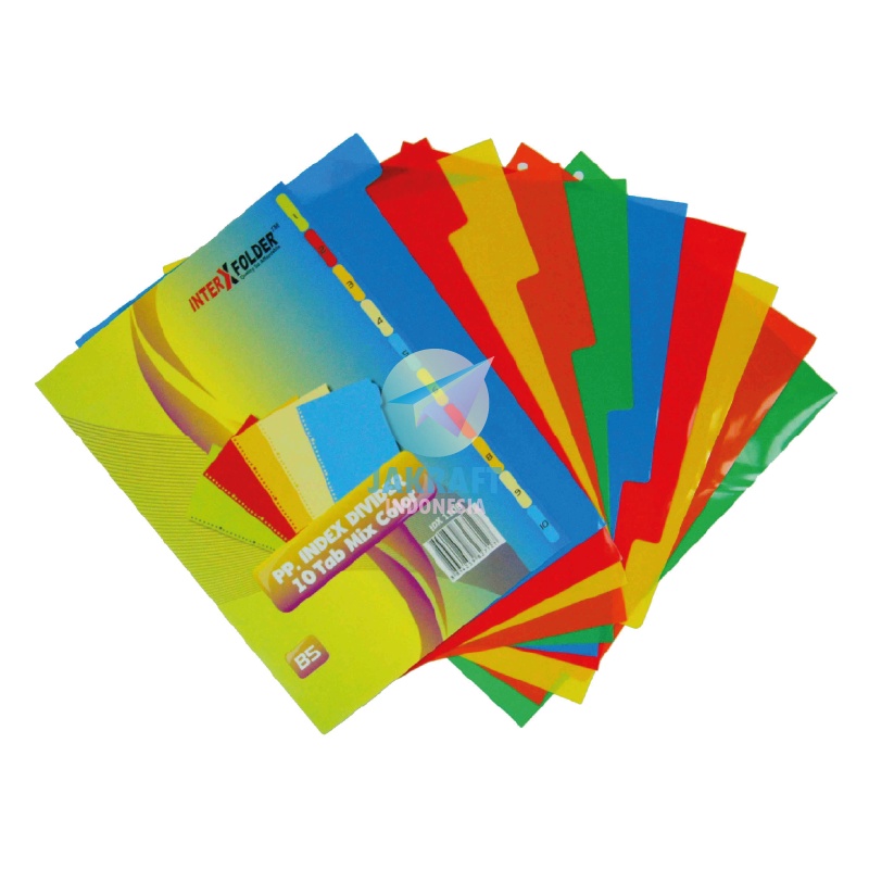 

(1 Set) Divider Plastik Pembatas Kertas Binder Note B5 isi 10 Tabs Tab Index 26 Lubang Ring Rings