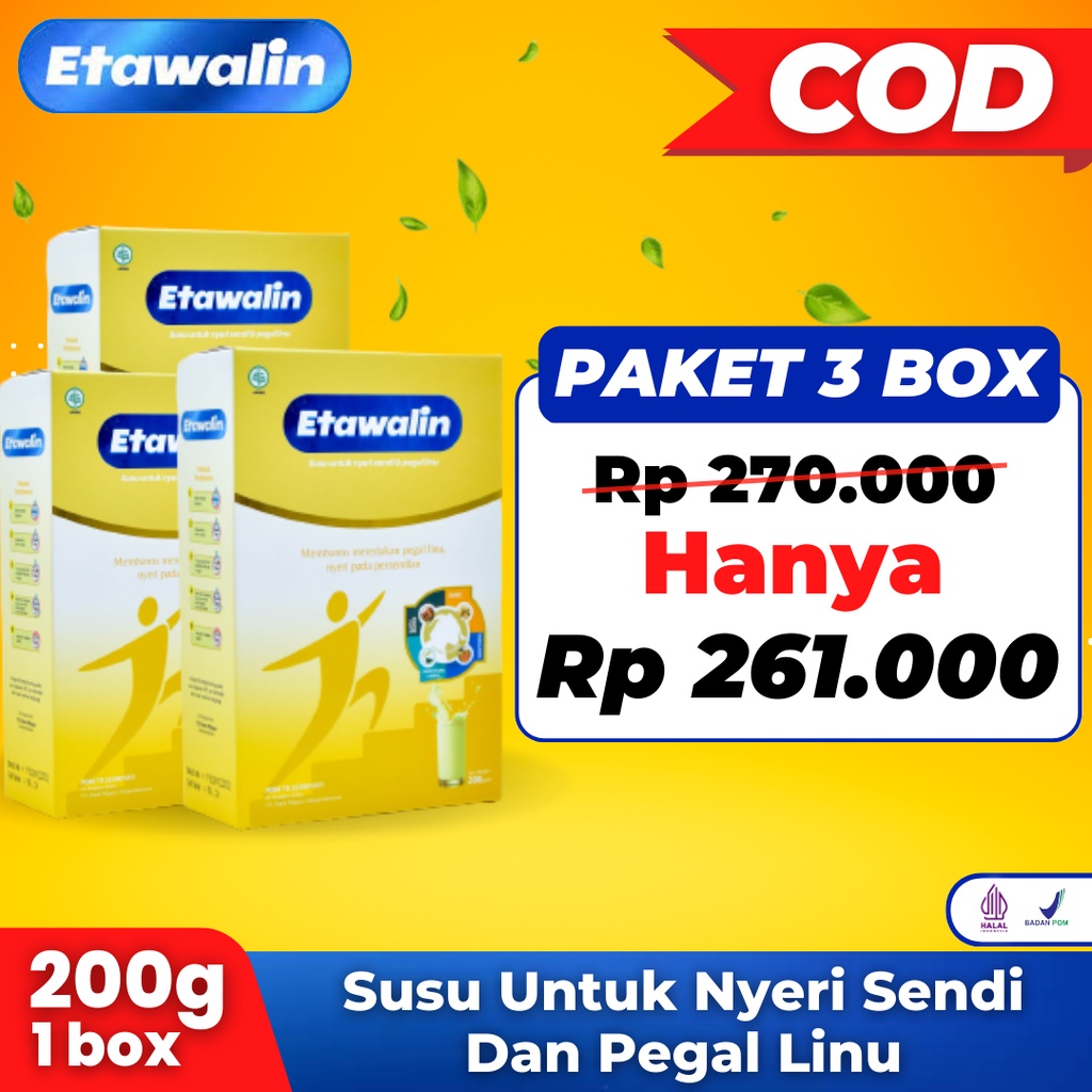 Etawalin Original 3 Box – Susu Kambing Etawa Untuk Kesehatan Tulang Sendi Susu Anti Pengapuran Sendi Asam Urat Rematik