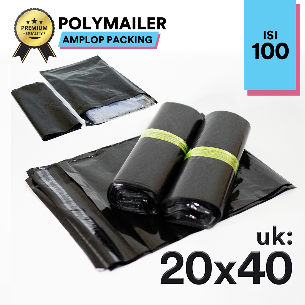 

PLASTIK POLYMAILER HITAM 20X40 100 Pcs AMPLOP PLASTIK PACKING OLSHOP