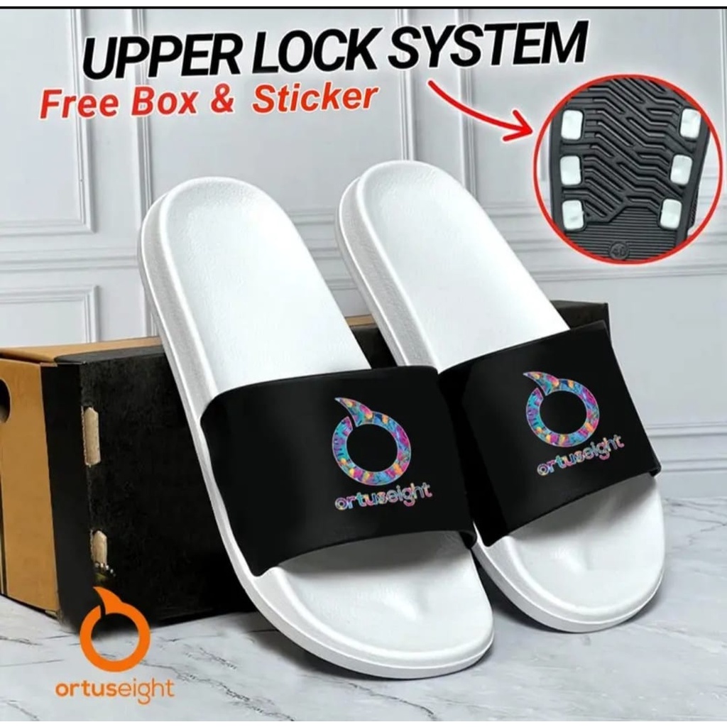 SANDAL SLIDE PRIA WANITA HITAM PUTIH KEREN
