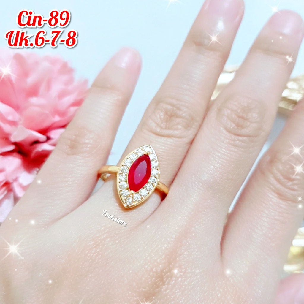 CINCIN DEWASA BATU PERMATA ZICRON WARNA MODEL TERBARU PERHIASAN XUPING ANTI ALERGI