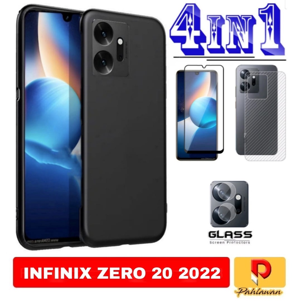 PAKET 4 INC 1 CASE INFINIX ZERO 20 Soft case Ultra Slim matte Premium - INFINIX ZERO 20, Hitam