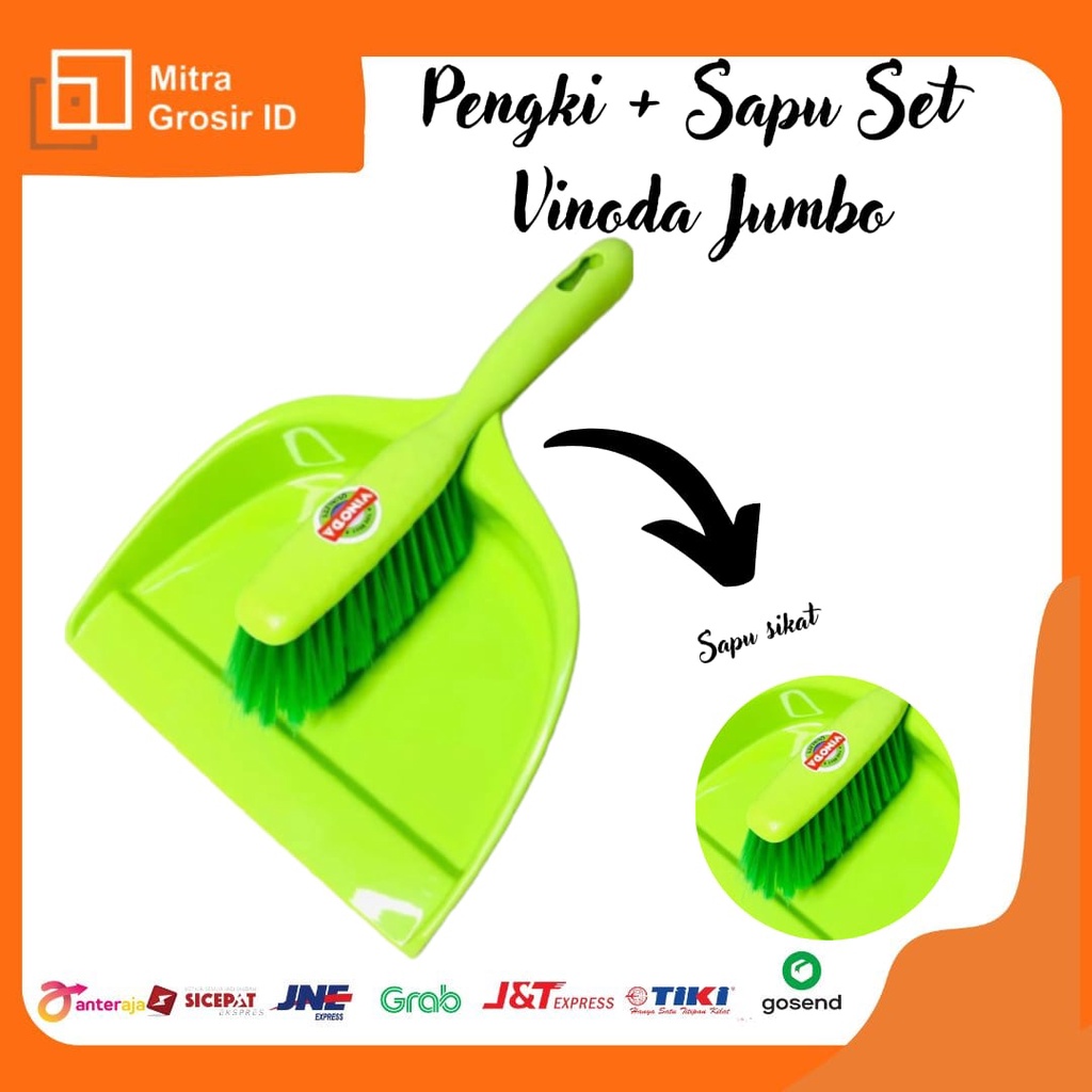 Sapu + Pengki Set Jumbo Vinoda / Sapu Set Vinoda Jumbo Serbaguna