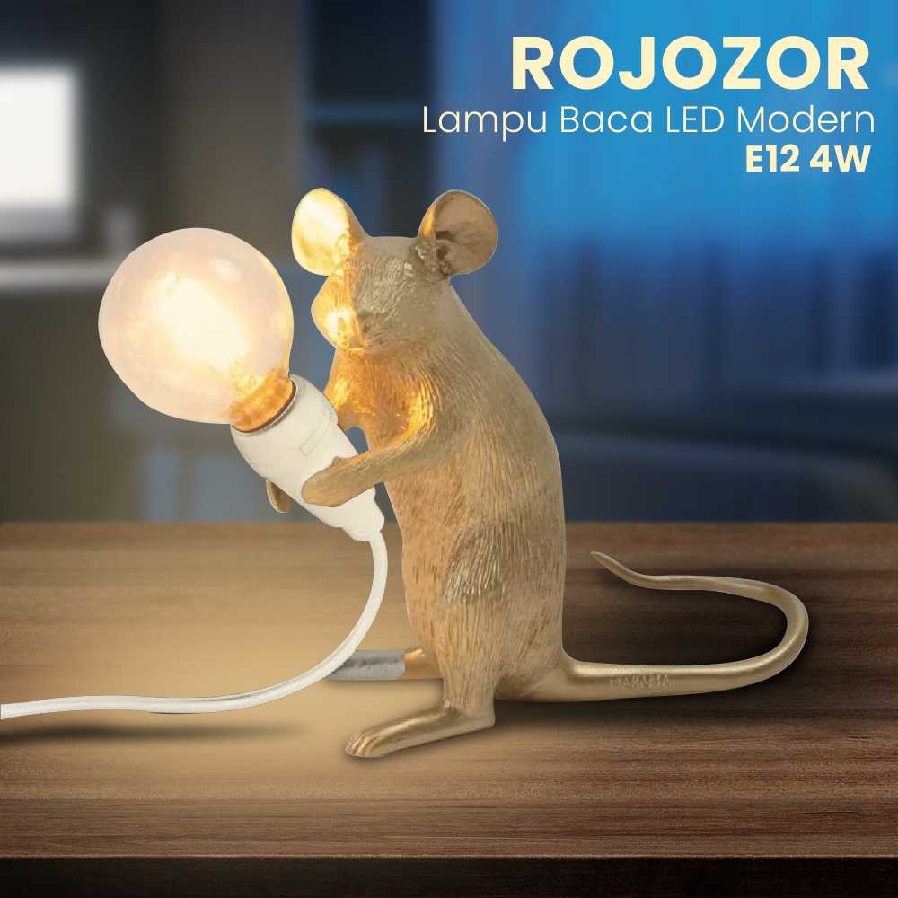 (BISA COD) FTIHSHP Rojozor Lampu Meja Belajar LED Model Mouse Nordic E12 4W Warm White - RJ01