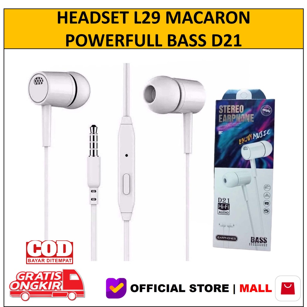 Headset L29 L-29 Macaron Handsfree in Ear Music Earphone L29 Extra Bass Sport Earphone Powerfull Bass Audio