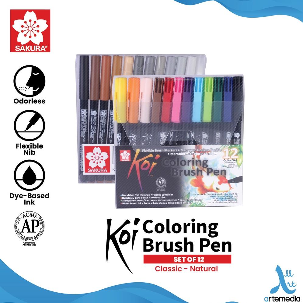 

Brush Pen Sakura Koi Coloring Brush Pen Set 12 Pena Kuas Warna