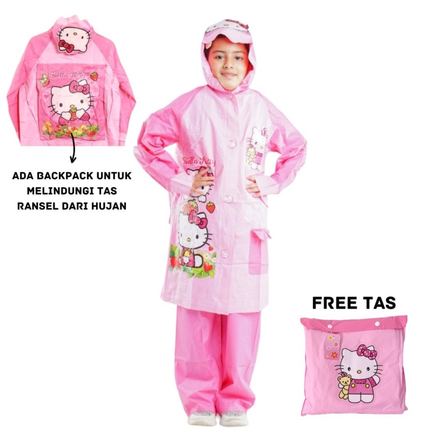 JAS HUJAN ANAK KARAKTER JAKET DAN CELANA BACKPACK