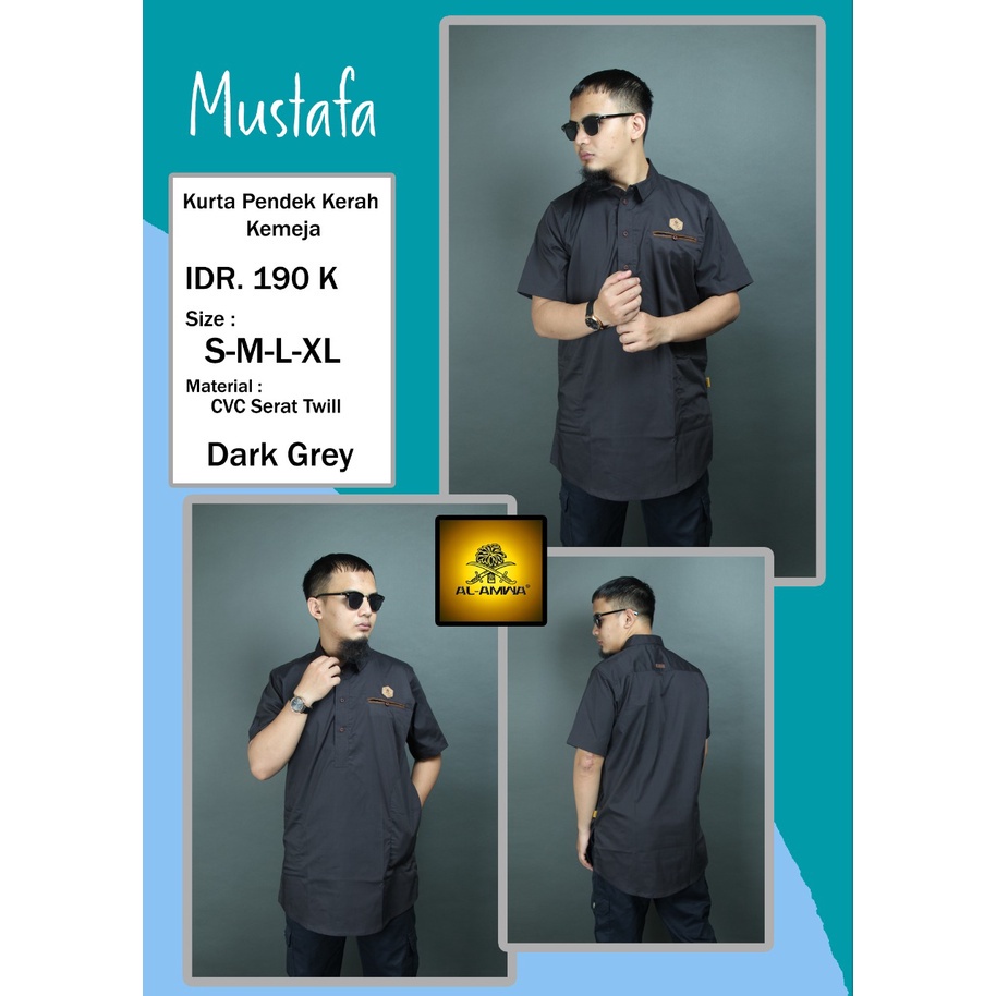 Kurta Al Amwa Lengan Pendek - Kurta Al Amwa Lengan Pendek Kerah Kemeja Al Amwa - Kurta Semi Formal A