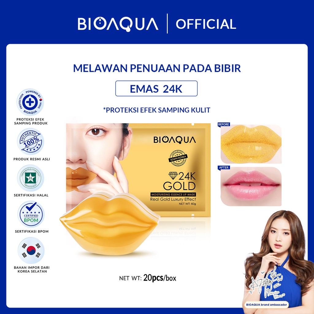 Jual BIOAQUA 24K Gold Moisturizing Essence Lip Mask 60g Masker Bibir Untuk Bibir Hitam Masker