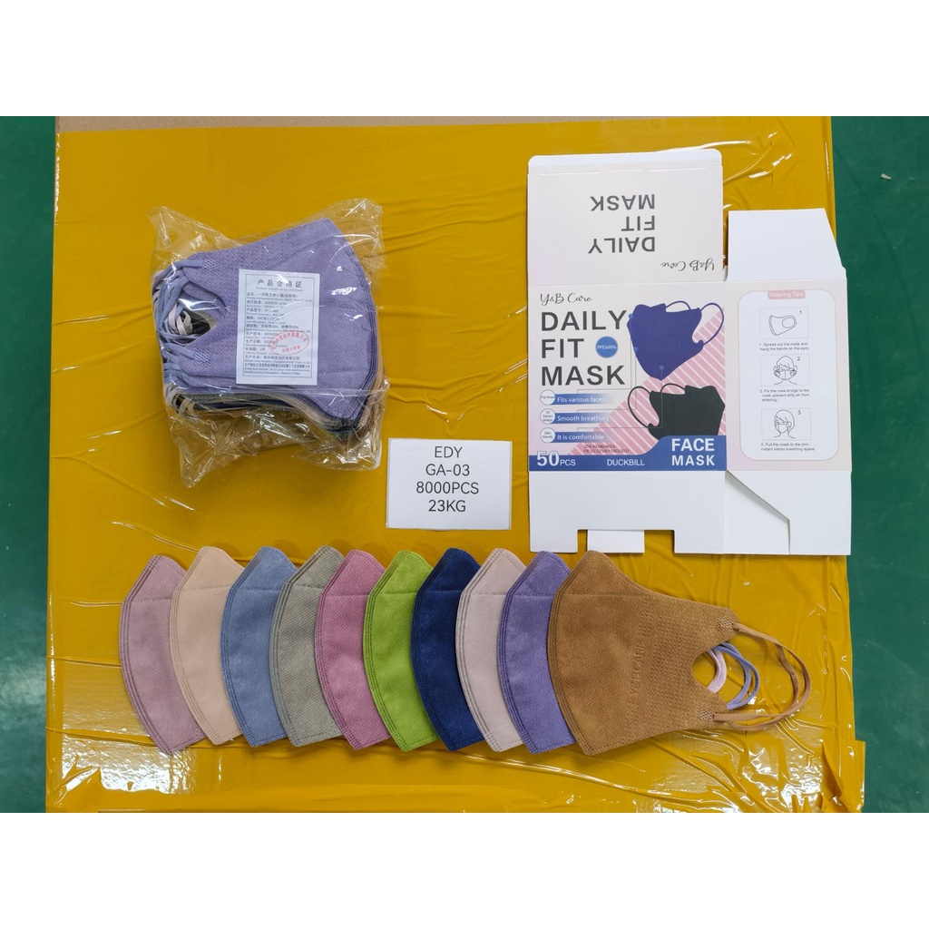 MASKER DUCKBILL Y&B MIX WARNA ISI 50 PCS/MASKER DUCKBILL Y&B/MASKER DUCKBILL Y&B WARNA/MASKER WARNA/