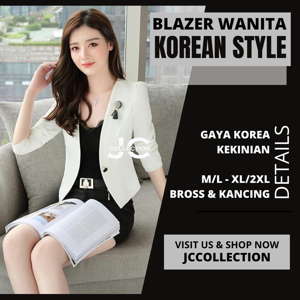 Blazer Wanita Korea Oversize Outer Kantor Kerja Variasi Kancing Fionna JCCollections