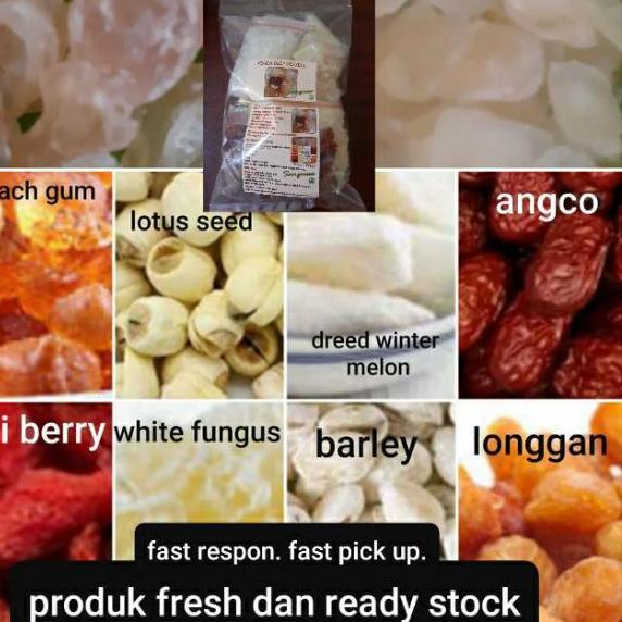 

♥ peach gum paket 500 gram + snow birthnest dan snow lotus seed ●