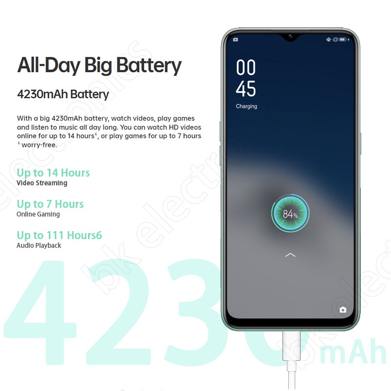 OPPO A31 HP RAM 6/128GB GARANSI TOKO 1 TAHUN ORIGINAL BARU HANDPHONE Dengan 6.5inches Ukuran layar Dengan Kapasitas baterai 4230mAh