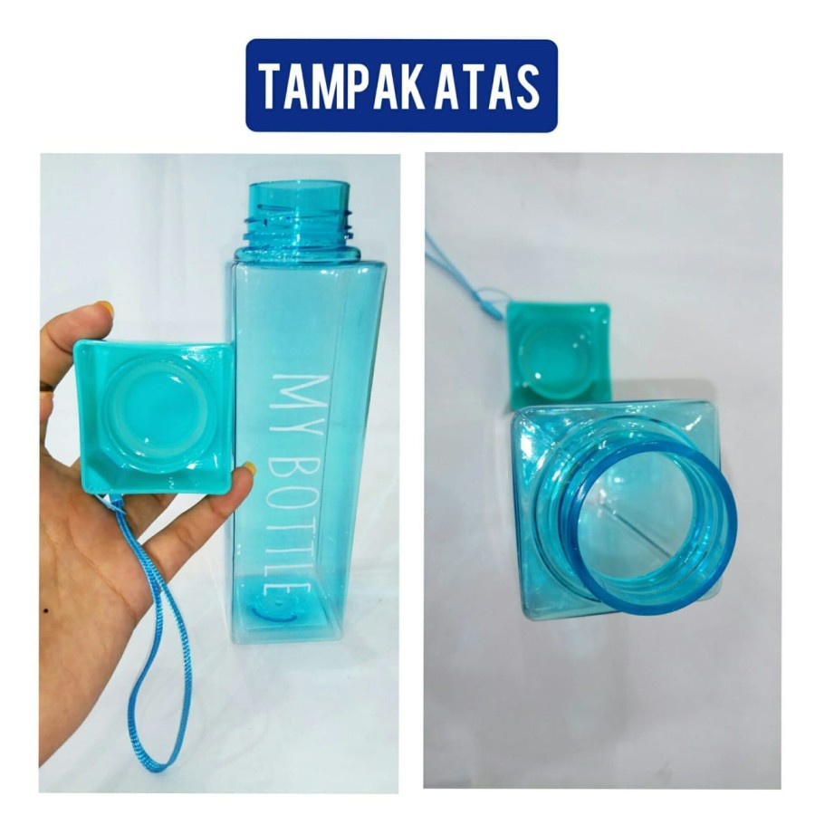 My Bottle Kotak Petak Clear / Botol Persegi / Botol air 500 ml / Botol Minum BPA FREE