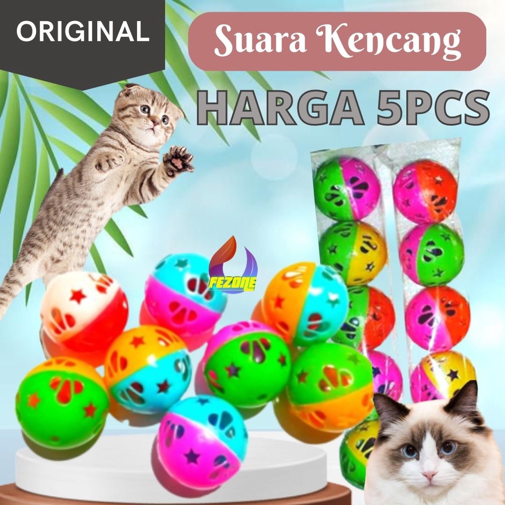 Mainan Kucing Bola Lonceng Bola Mainan Kucing Krincingan 5pcs FEZONE