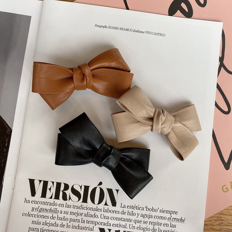 JEPIT PITA RAMBUT BAHAN LEATHER KULIT MODEL SMALL CUTE BOW RIBBON SOFT COLOR WARNA SOLID LEMBUT JEPITAN HAIR SNAP PRETTY CLIP HAIRCLIP KLIP AKSESORIS ANAK HAIRPIN KOREA KOREAN INS TRENDY