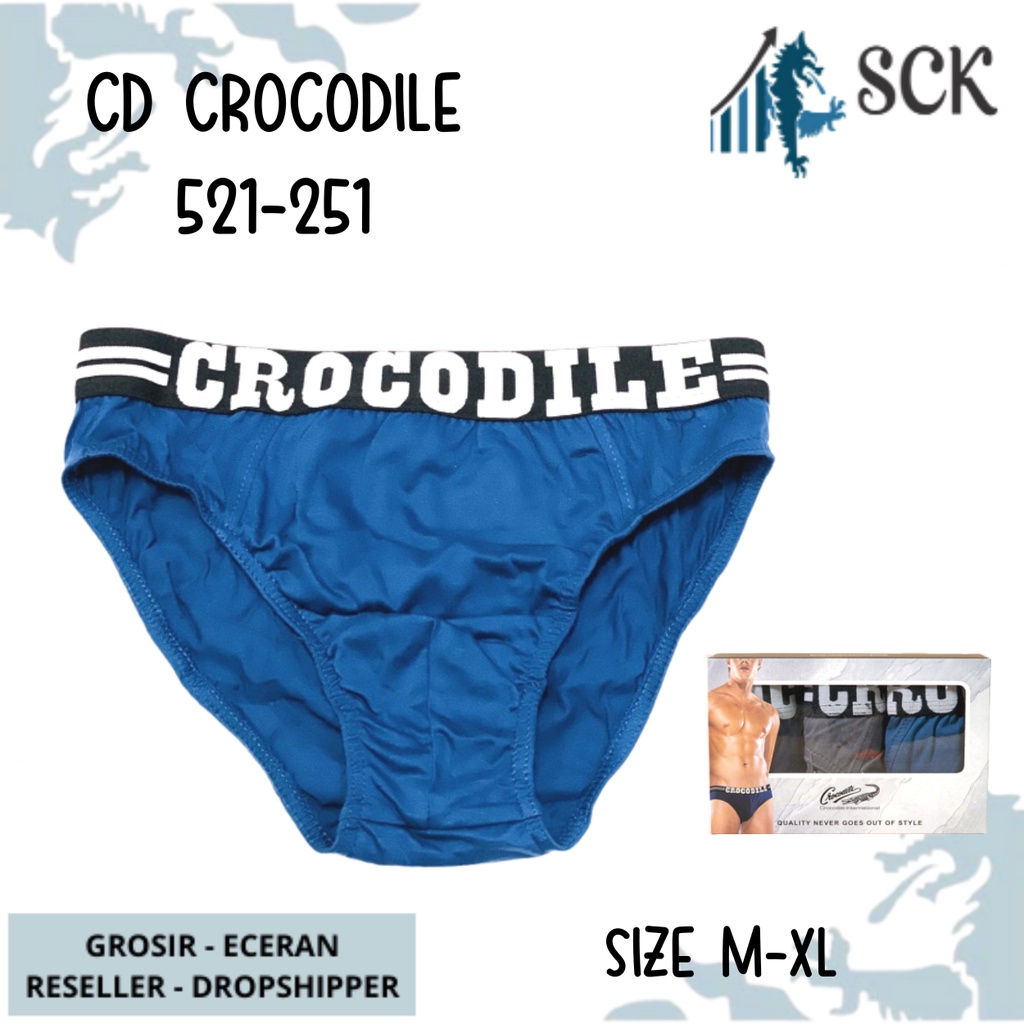 [ISI 3] CD Pria CROCODILE 521-251 Pinggang Karet Boxer / CD Cowok PAKAIAN DALAM Pria - sckmenwear GROSIR