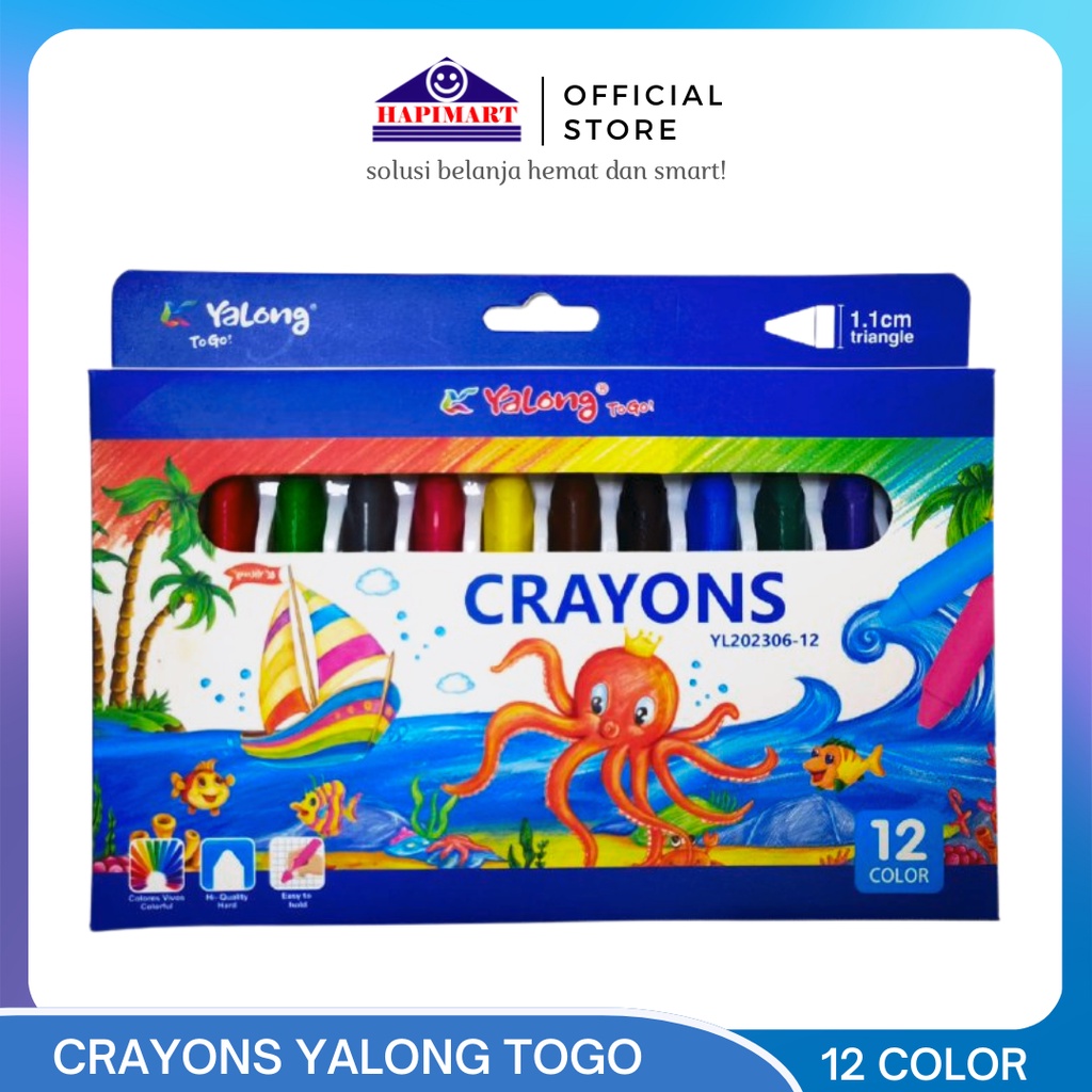 

Crayon Set Yalong 1.1cm School Quality Krayon 12 Warna Ukuran Besar