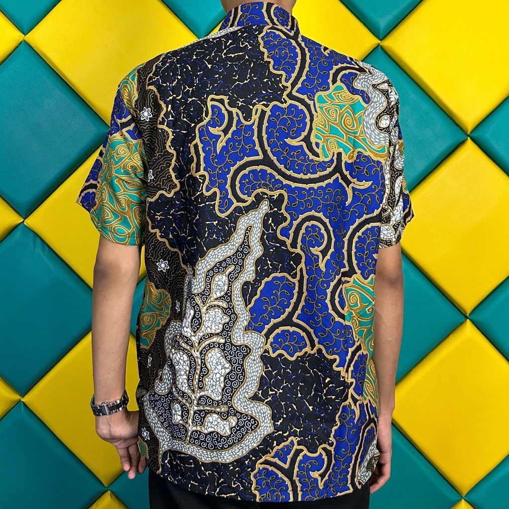 Kemeja Batik Pria Modern Lengan Panjang Casual Modis Slim Fit Trendy Masa Kini OL 162