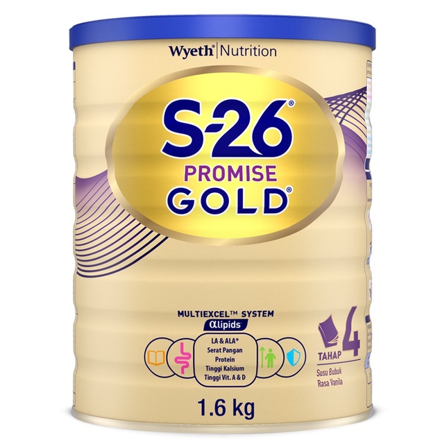 S-26 Promise GOLD Tahap 4 Vanila Susu Pertumbuhan Anak Usia 3-12 Tahun, Kaleng 1600 Gram