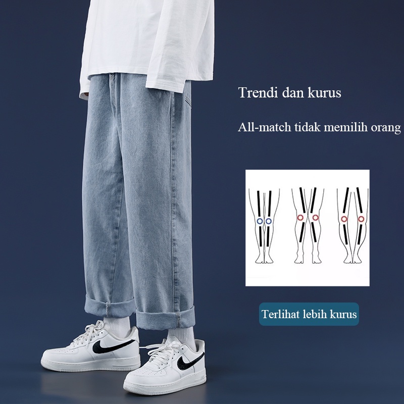 Celana Jeans Pria korean style pria straight jeans kulot Baggy pants pria Oversize Kulot celana panjang pria celana denim pria gombrong