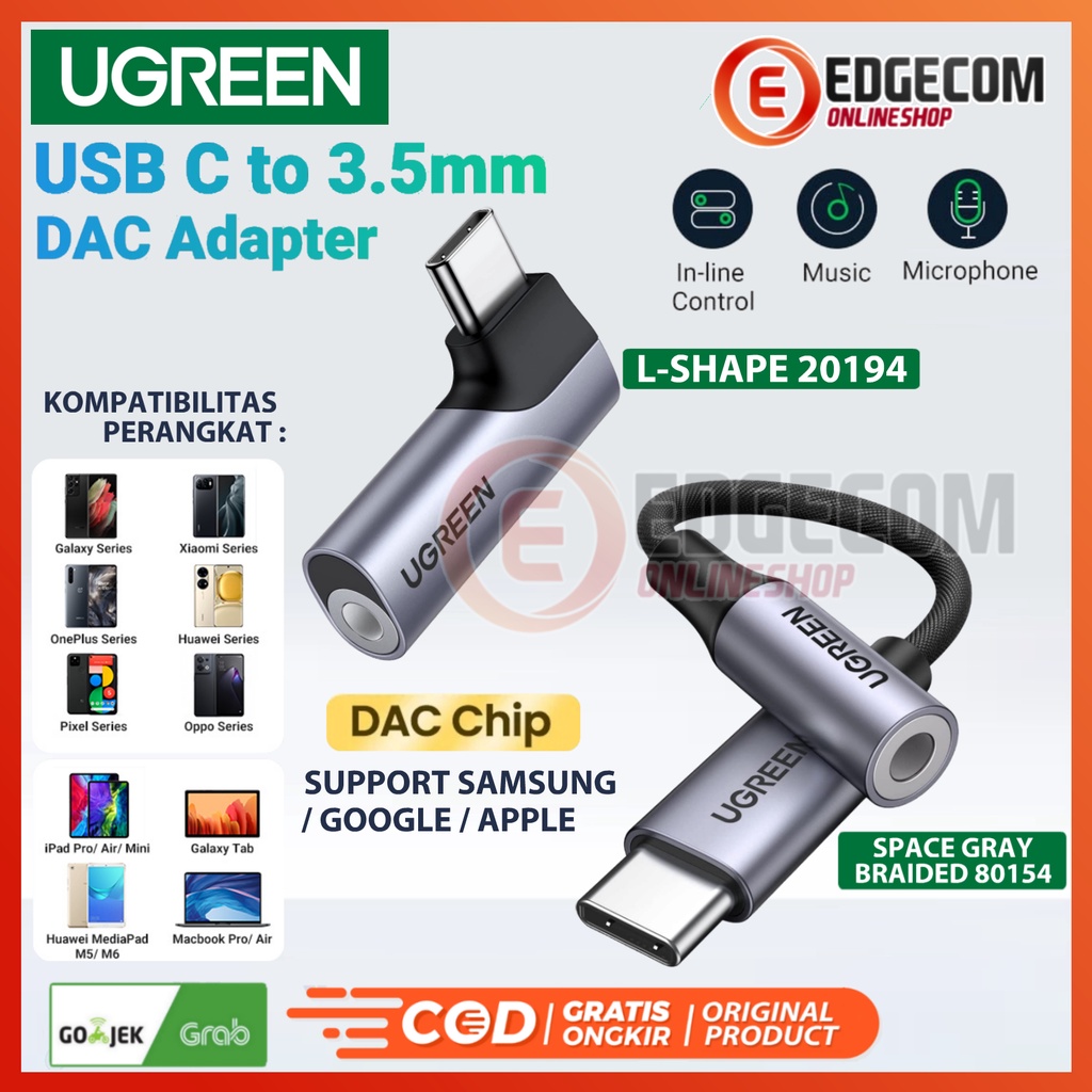 UGREEN USB Type C to 3,5mm Aux Audio Adapter DAC Clip