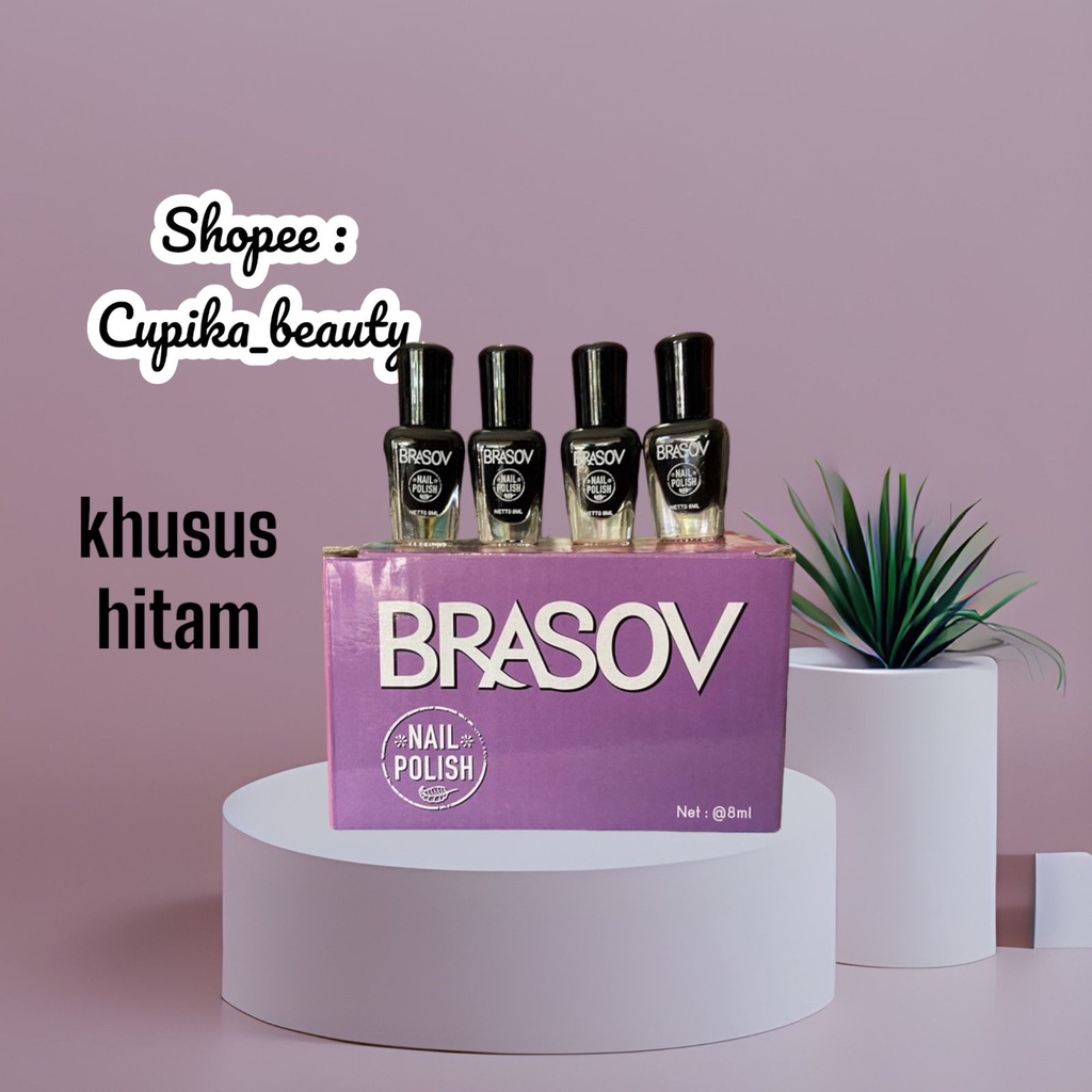 ❗️ADA HARGA GROSIR❗️brasov kutek single warna hitam - brasov nail polish no 104 black single color