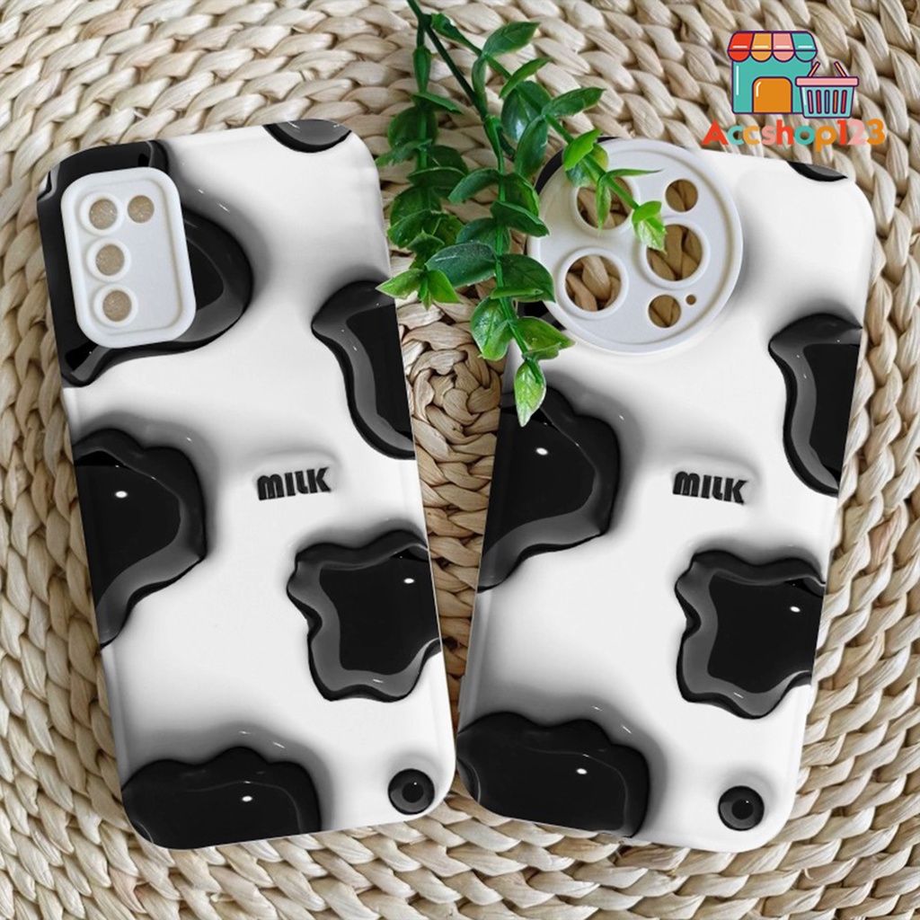 SS150 SOFTCASE SILIKON GAMBAR 3D MOTIF SAPI MILKY UNTUK OPPO A1K A3s A5 A5s A7 A8 A9 A15 A15s A16 A1