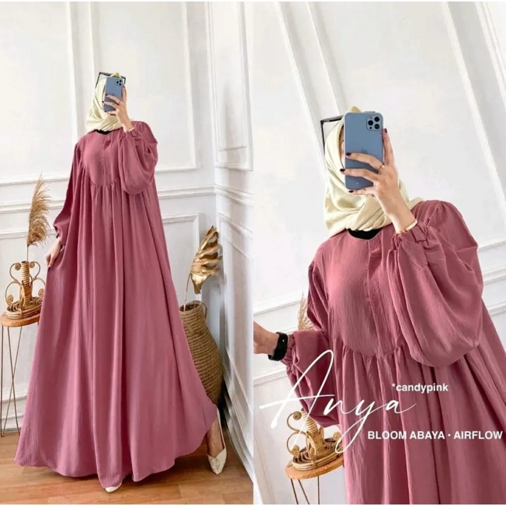 Aniya Gamis Terbaru Busui Friendly Crinkle Ariflow Premium Long Dress Kekinian Abaya Jumbo