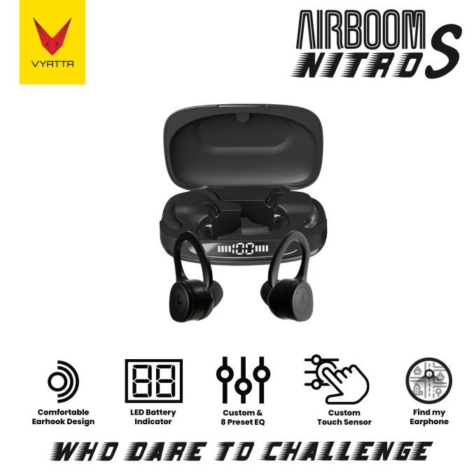 VYATTA AIRBOOM NITRO S TWS BLUETOOTH HEADSET EARPHONE EARHOOK
