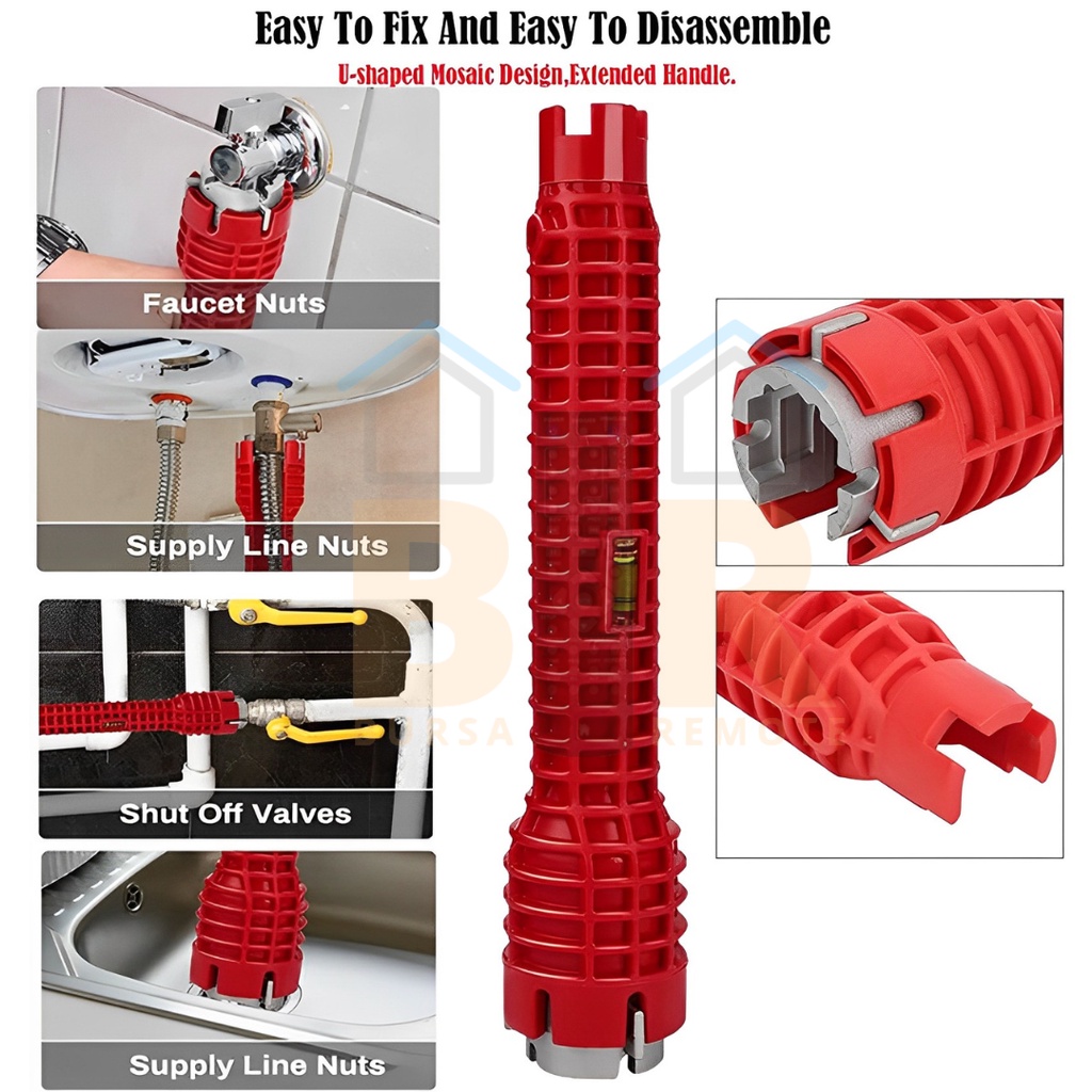 Kunci Pas Faucet And Sink 8IN1 Installer Pembuka Selang Socket Kran Wastafel Soket Pipe Air