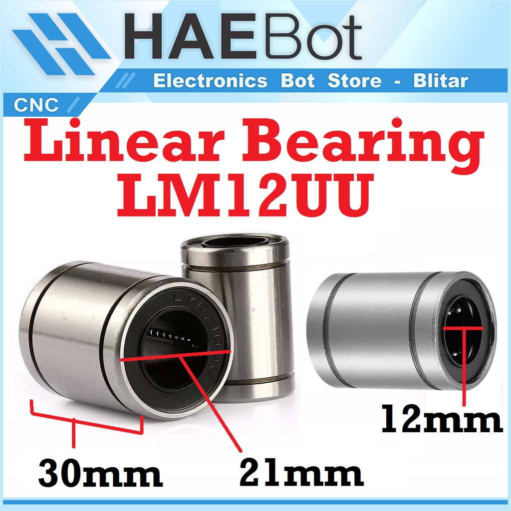 [HAEBOT] LM12UU Linear Motion Bearing Bushing 12mm CNC 3D Printer Mekanik Machine Slider Axis Smooth Rod Besi Klaker