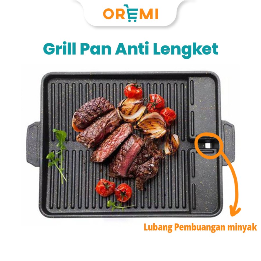 Yakiniku Grill Pan Persegi Teflon Panggangan BBQ Barbeque Double Griller Alat Panggang Daging