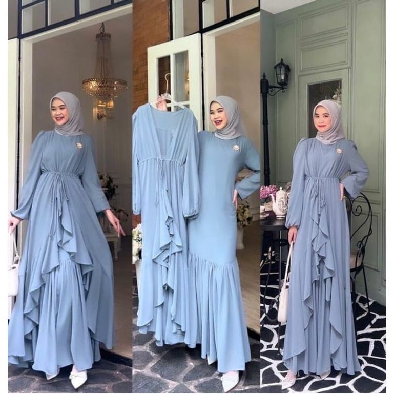 AIRIN DRESS OUTER + INNER PREMIUM GAMIS CERUTY BABYDOLL FULL FURING 3 LOOK