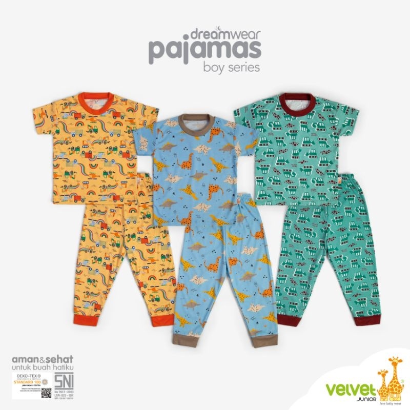 VELVET setelan piyama anak Big Size Velvet Junior 2 3 4 5 6 7 8 9 10 Baju Pendek Celana Panjang