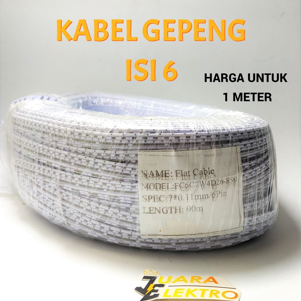 (1 METER) KABEL GEPENG ISI 6 | Kabel Gepeng 300 Volt 80°C YUEWEI