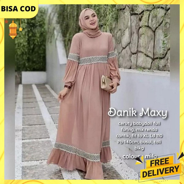 Dress Muslimah Kekinian Remaja Gamis Wanita Lebaran Kekinian Gamis Kondangan Korean Style Maxi Dreas