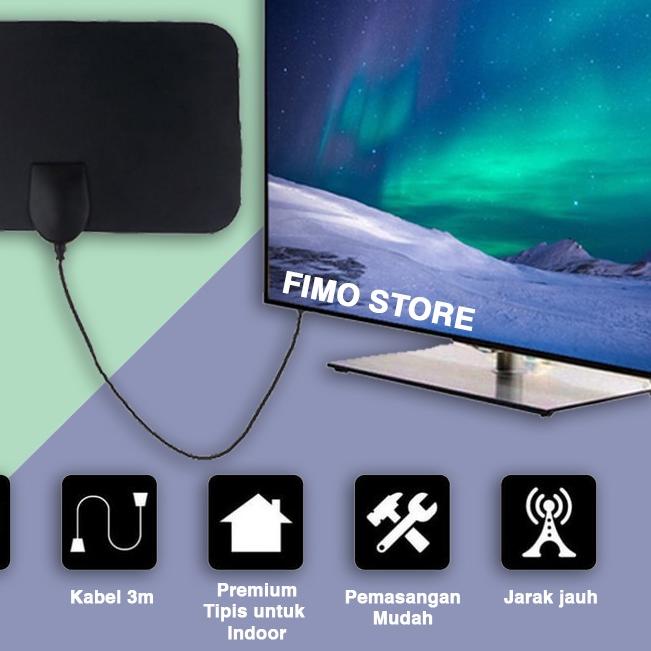✹ Antena Tv Indoor Led Super Jernih Dalam Ruangan Original Tabung DVB-T2 4K High Gain 25dB Indor Ori