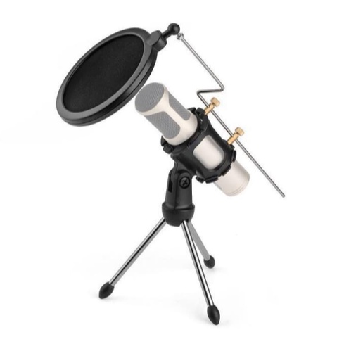 Mini Tripod Microphone + Mini Pop Filter / Mic Condenser / Kondenser / Karaoke / Bigo / Smule Wesing