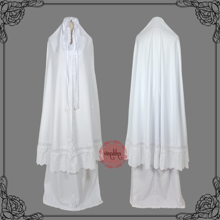 Mukena Putih Bahan Katun / Mukena Dewasa Renda / Mukena Viralika 26(A7E3) mukena rayon anak mukena r