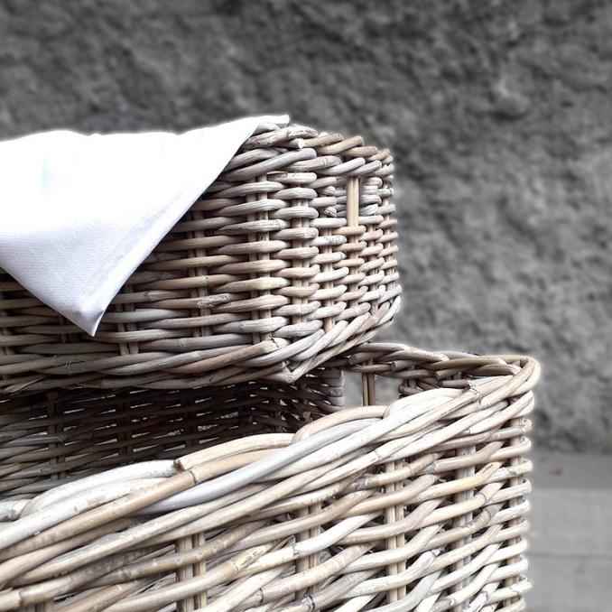 Keranjang Rotan cucian/keranjang penyimpanan Anyaman Rotan set 2