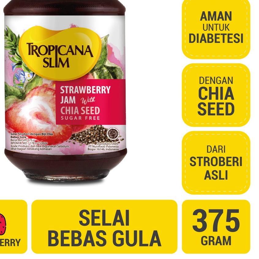 

♠ Tropicana Slim Strawberry Jam 375 g - Selai Stroberi Bebas Gula ○