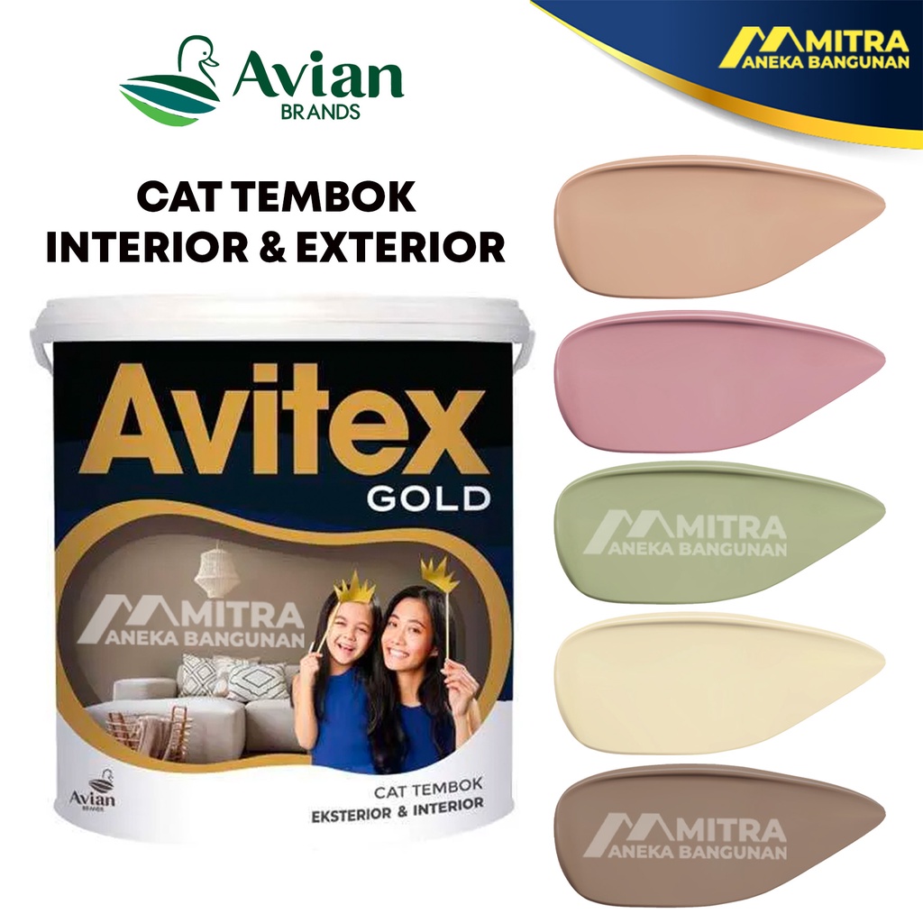 CAT TEMBOK AVITEX GOLD 5 KG / AVIAN EKSTERIOR INTERIOR / WARNA SAGE GREEN COKLAT PINK