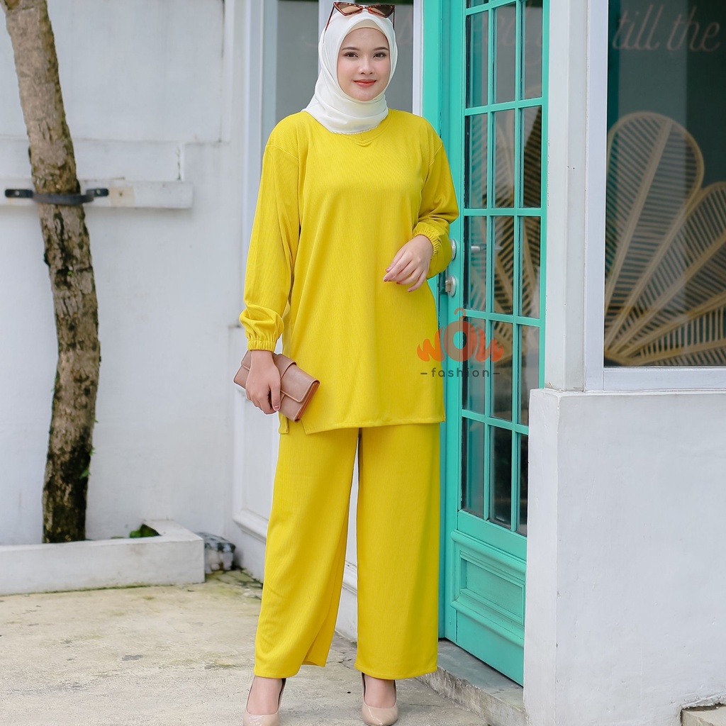 WOW-L LAVINA ONESET KNIT MANGGO PREMIUM/SETELAN KNIT TUNIK/SETELAN KNIT MANGGO/SETELAN MASAKINI