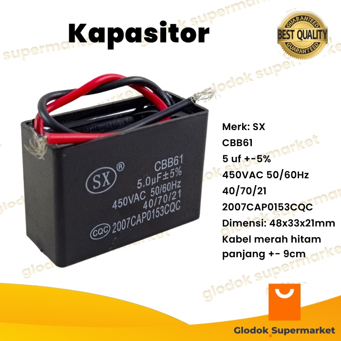 Kapasitor Kotak 5uf 450V AC Capacitor 5 uf CBB61