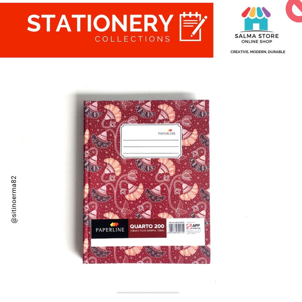 

Buku Tulis Hardcover Paperline Quarto / Kuarto / Kwarto 200 Lembar