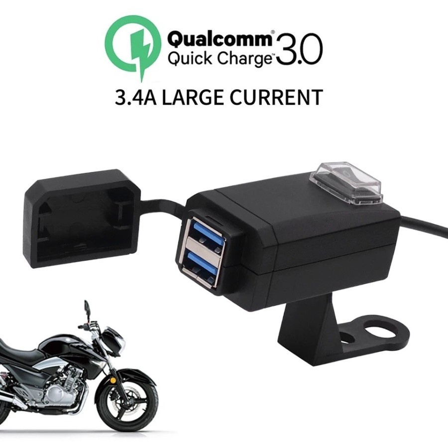 Charger Motor 2in1 Waterproof Quick Charge 3.0 2 USB 031