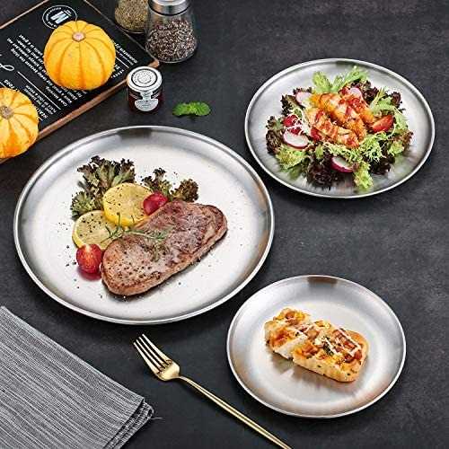 (BISA COD) FTIHSHP SUPPLE Piring Makan Dekorasi Nampan Baki Stainless Steel Plate - ST201