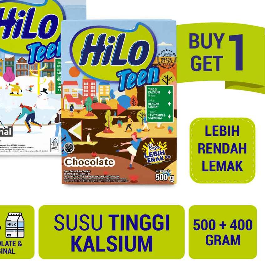 

➼ BUY 1 GET 1 - HiLo Teen Chocolate 500 gram & Original 400 gram ☋